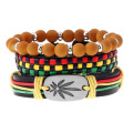 Hiphop Jewelry Custom Jamaica Mens Leather Bracelet